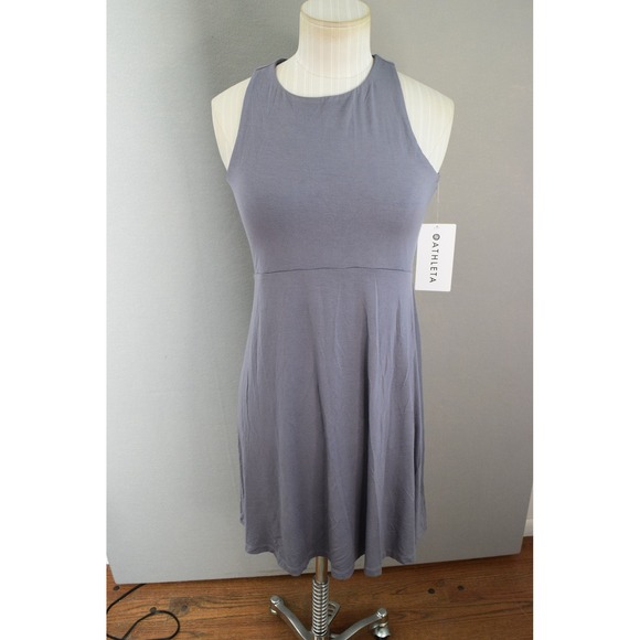 Athleta Santorini Thera Dress XS Gray Racerback Sleeveless Knit Casual New - Picture 1 of 7
